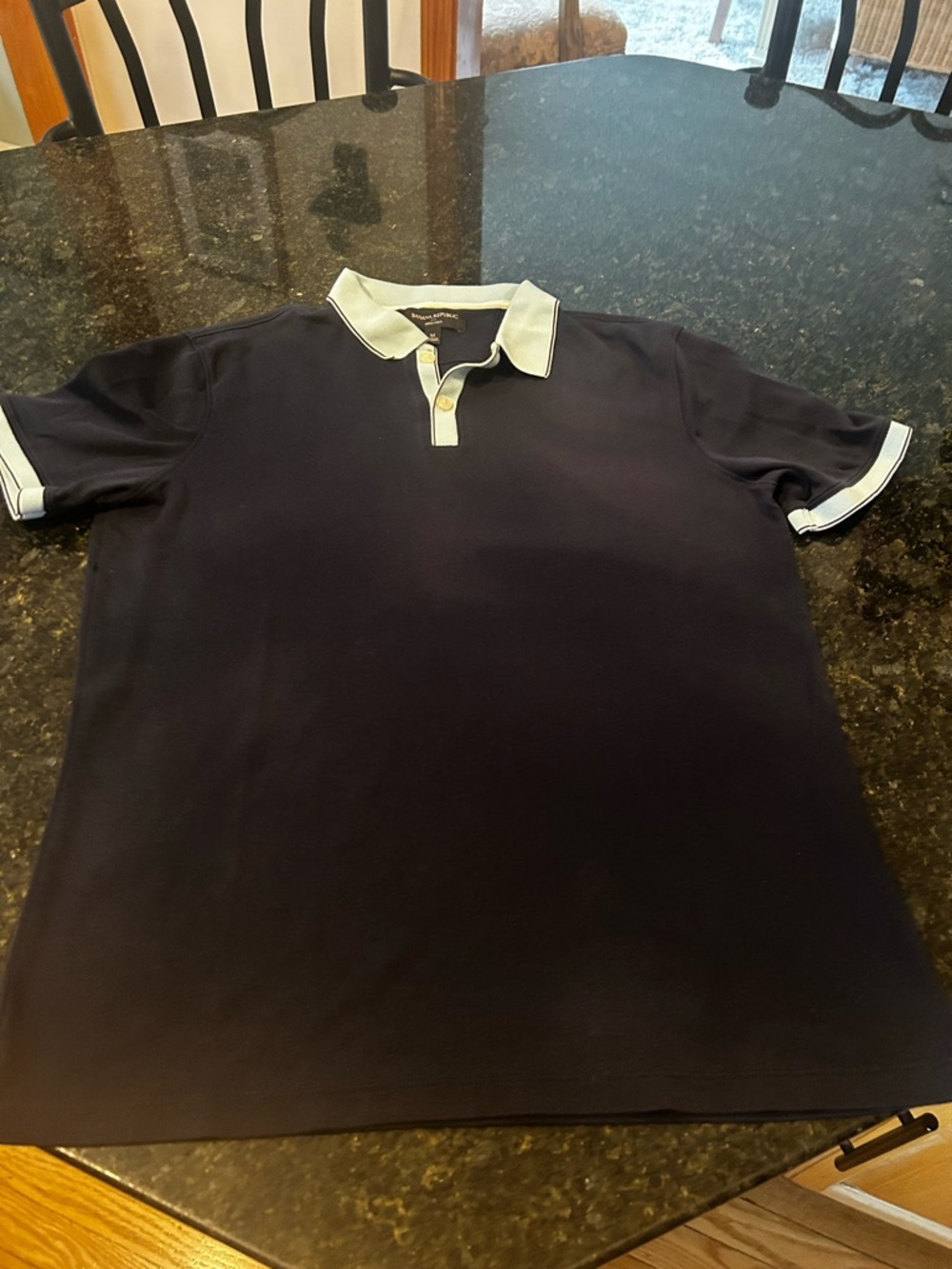 Men's Banana Republic Polo Shirt Navy with Light Cream Trim